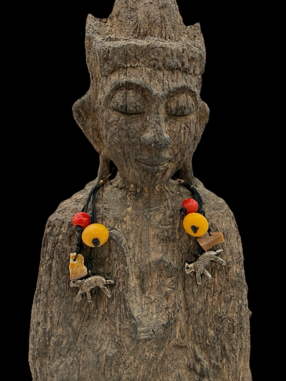 Tribal Bead and Charm Earrings in Red & Yellow w/ Shell Made in India